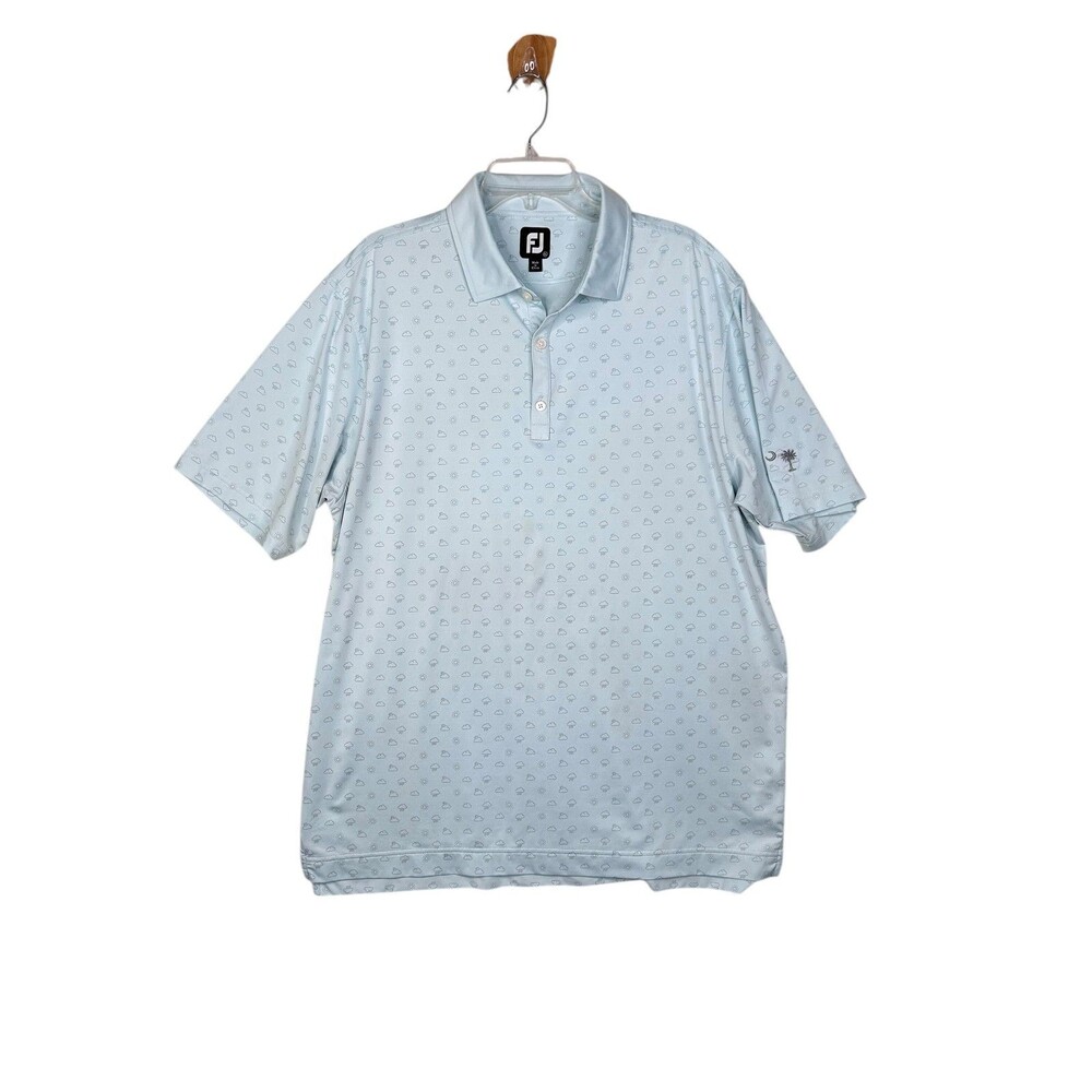 FootJoy Polo Shirt Mens XL Blue Weather Forecast Golf Performance Short Sleeve